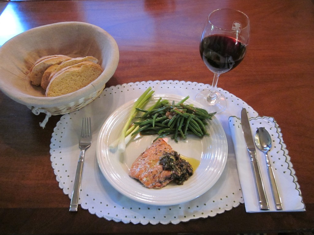 FINE DINING: Salmon with Basil Tapenade