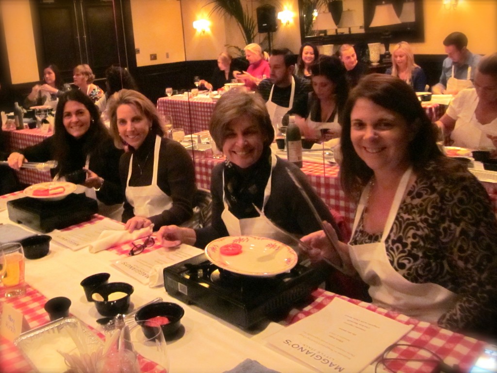 After the day of making spaetzle, I joined Adriana Scrima, Susan Best and Ellen Fahr for an evening cooking lesson at Maggiano's Little Italy, located on the Las Vegas Strip. Ellen (r), also my Realtor, treated us to this fun and funny girls-night-out.    