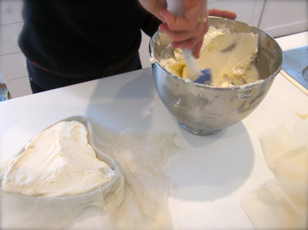 We folded the cream cheese mixture gently into the whipped cream AFTER FIRST gently stirring about one-quarter of the whipped cfream mixture into the cream cheese to "lighten" it. 