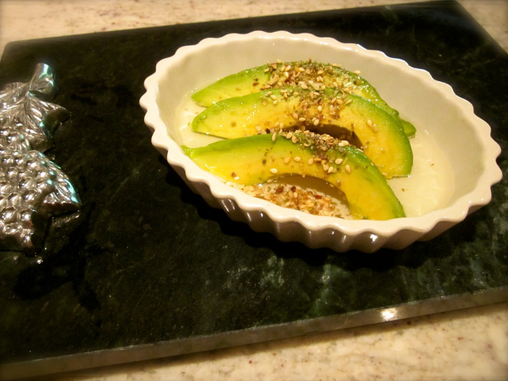 Avocado with Meyer Lemon olive oil and Dukkah