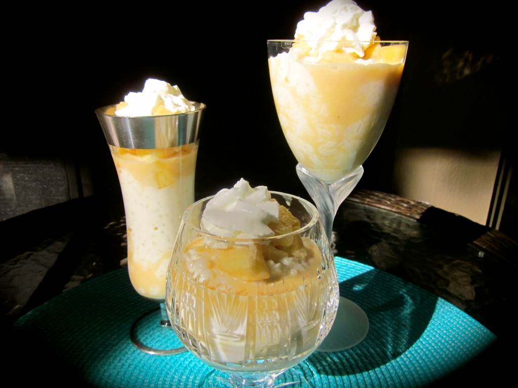 Rice Pudding with Caramel Apples topped with Whipped Cream