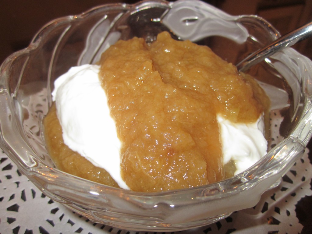 For a light dessert, I served Compote de Pommes Two Ways with Greek yogurt. 