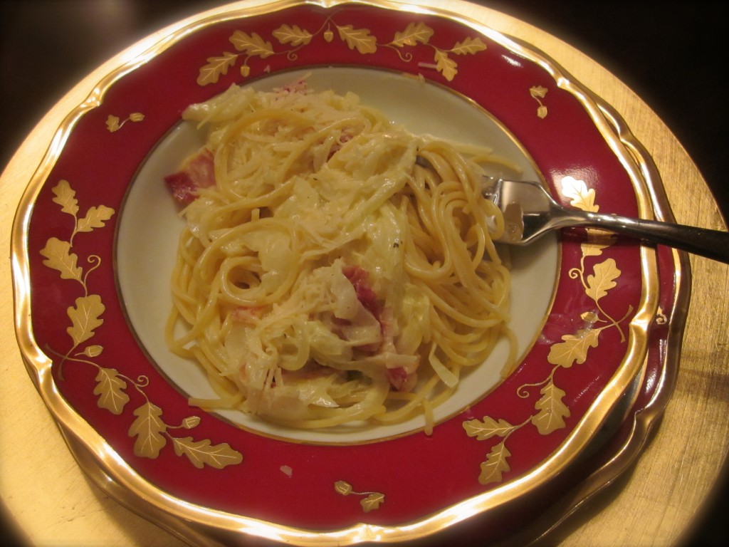 SPAGHETTI CARBONARA – DORIE GOES ITALIAN (IT’S FRENCH FRIDAYS)