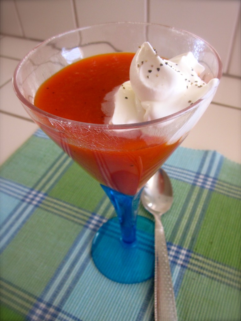 Spiced-cream-topped Red Pepper Soup