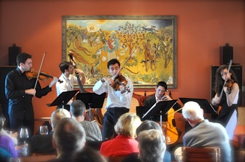 This week New York City's Salome Chamber Ensemble performed at Guyomar Wune Cellars during their 2014 California Tour.  Photo by Cail Gresham  
