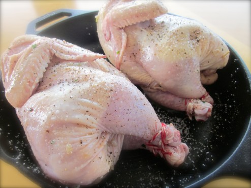 Look at those thighs. I've never before met a Cornish Hen who looked like that. 