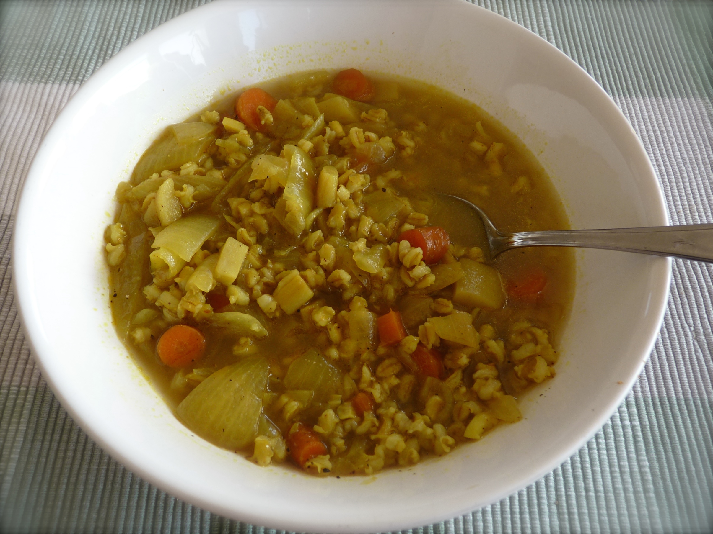 Vegetable Barley Soup with the Taste of Little India