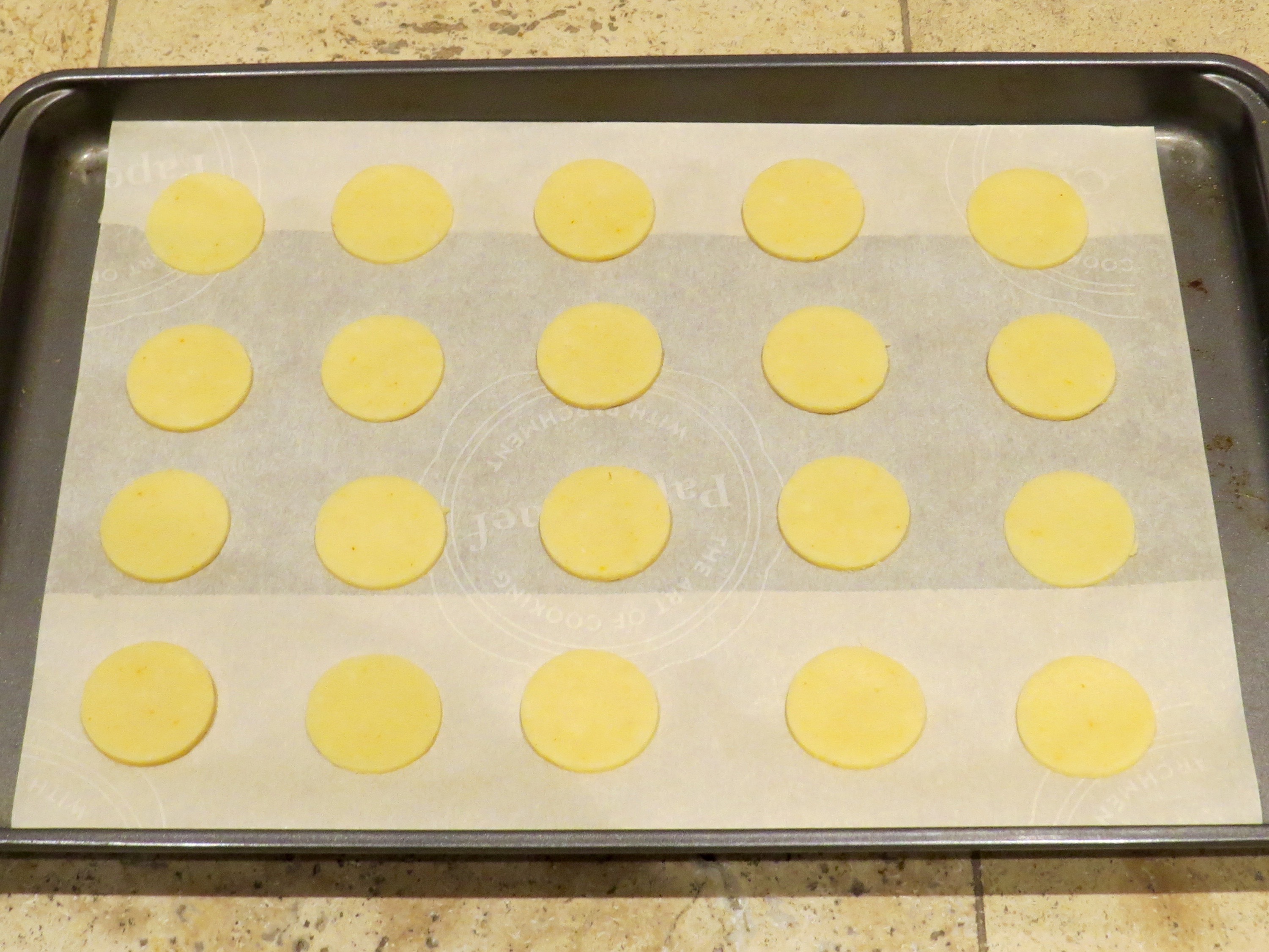 The Cheez-it-ish Crackers are ready to bake in the oven.