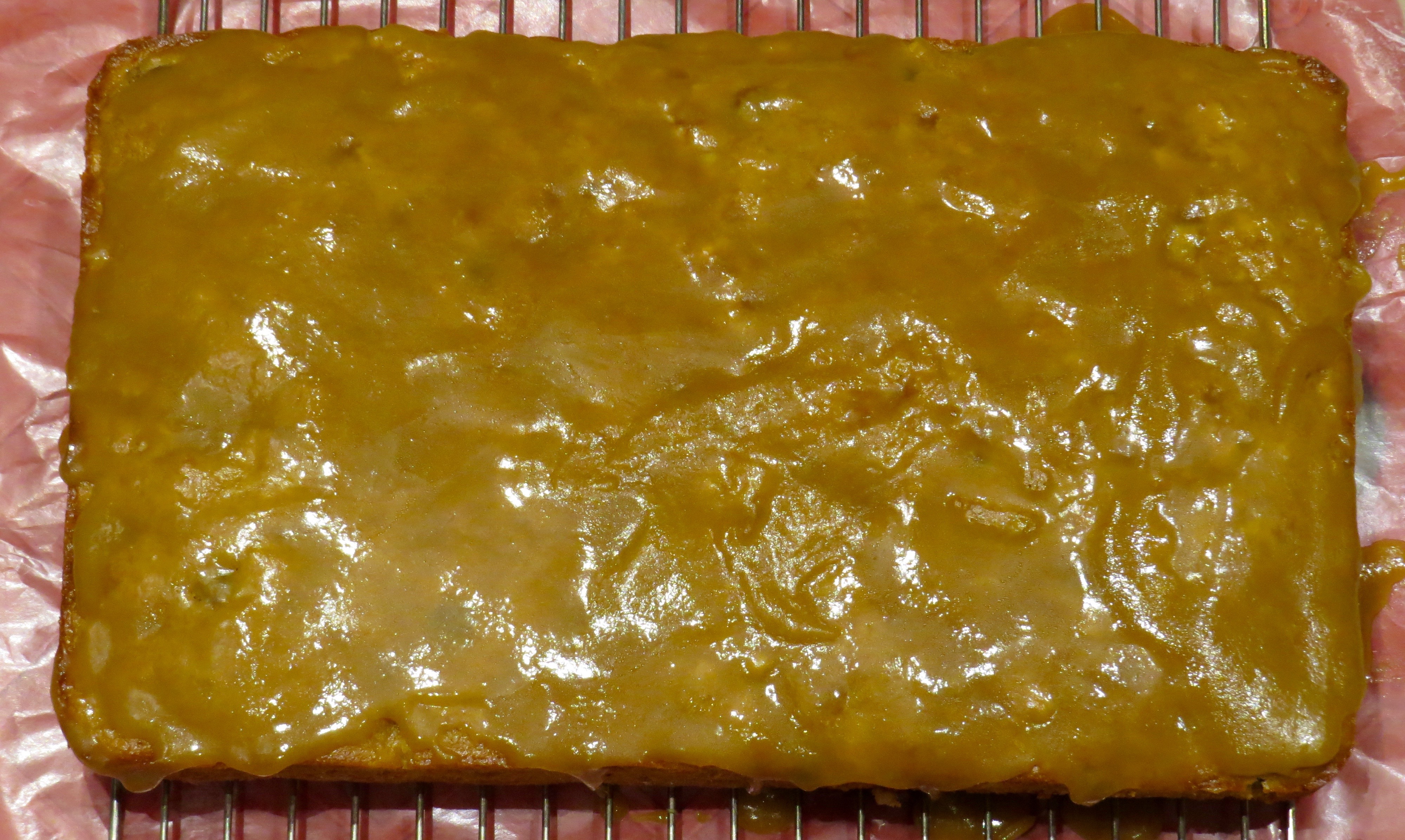 After spreading with the brown-sugar glaze,  it's time to cut them into bars. 