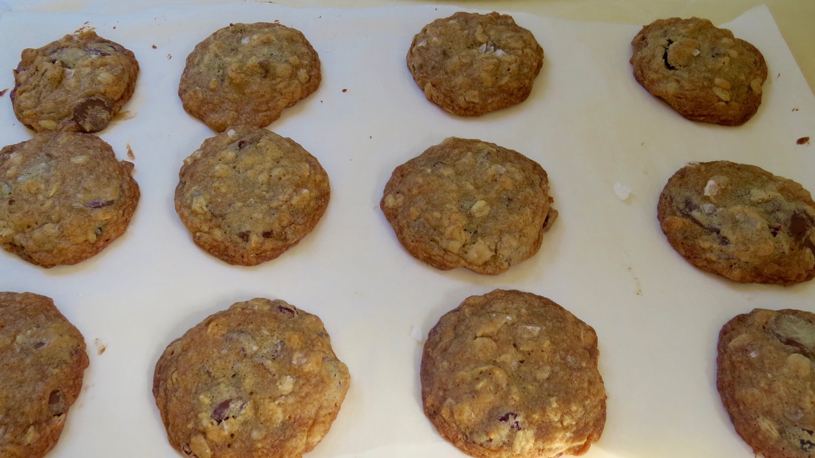 Salty Oatmeal Chocolate Chunk cookies by Ina Garten, Make It Ahead cookbook
