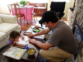 ALAIA, 4, with HER DADDY, MARCEL, WHILE VISITING ME IN CAMBRIA.  