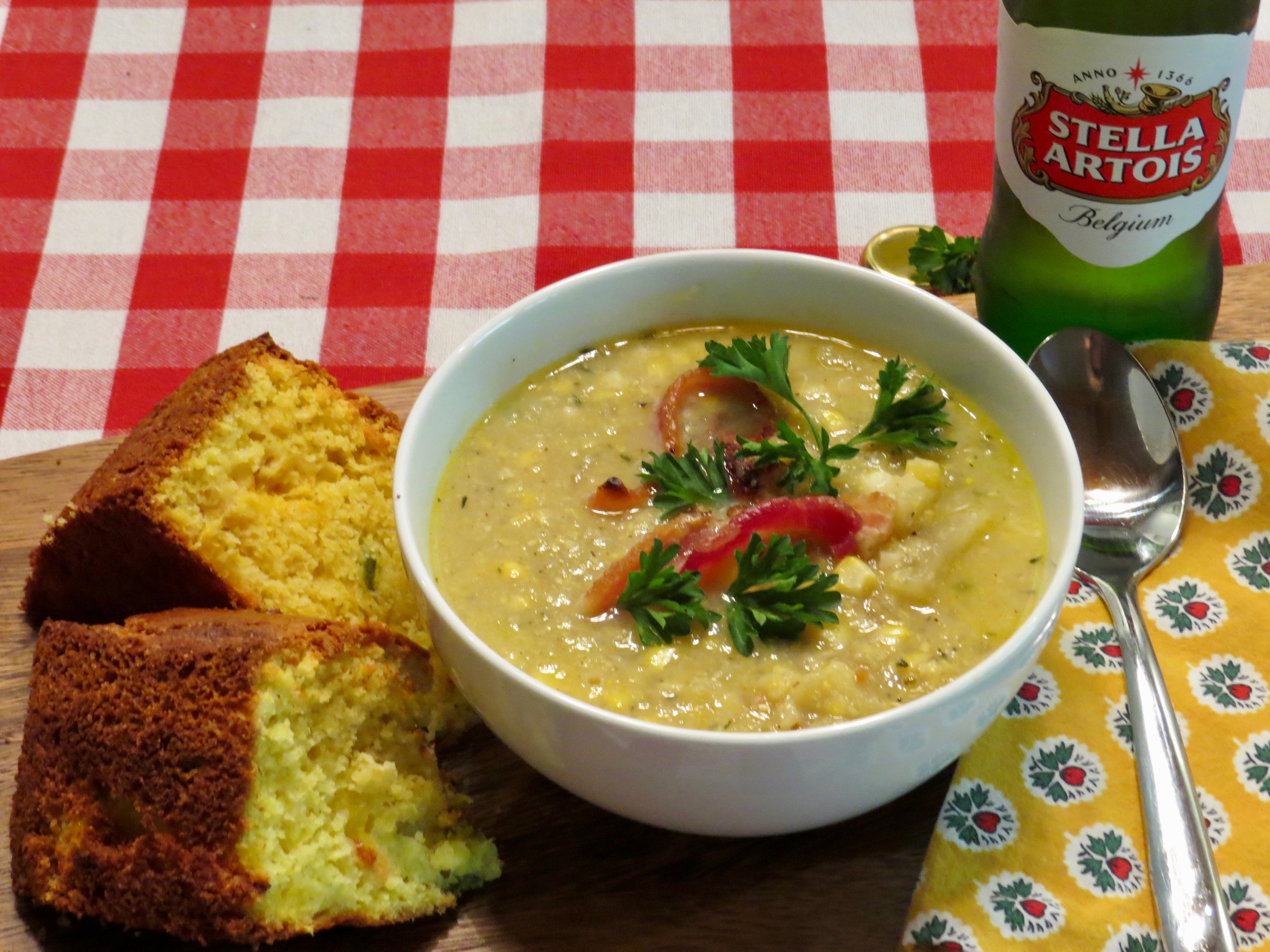 Peach-Jalapeno Cornbread & Corn Chowder